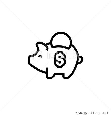 piggy bank icon with coin dollar symbol, made in linear style piggy bank icon with coin dollar symbol, made in linear style 110278471