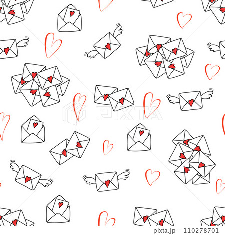 Hand drawn set love letters seamless pattern vector image Hand drawn set love letters seamless pattern vector image 110278701