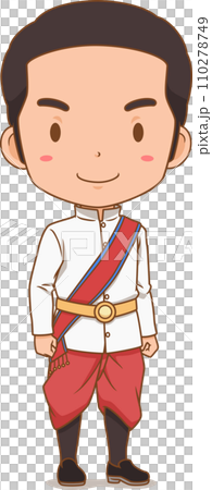 Cartoon boy in Cambodia national costume. Cartoon boy in Cambodia national costume. 110278749