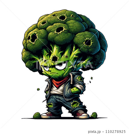 不良野菜のキャラクターAIイラスト（ブロッコリー）のイラスト素材