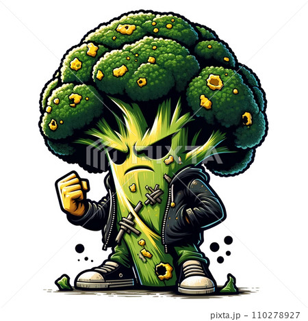 不良野菜のキャラクターAIイラスト（ブロッコリー）のイラスト素材