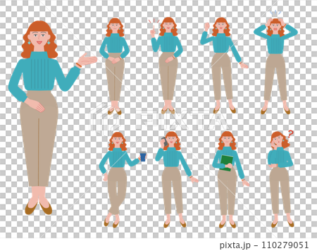 A set of business women in various poses 110279051