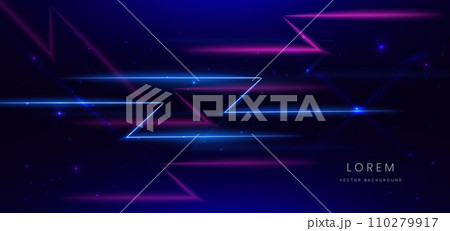 Abstract blue and pink neon diagonal glowing on dark blue background with lingthing effect sparkle. Abstract blue and pink neon diagonal glowing on dark blue background with lingthing effect sparkle. 110279917