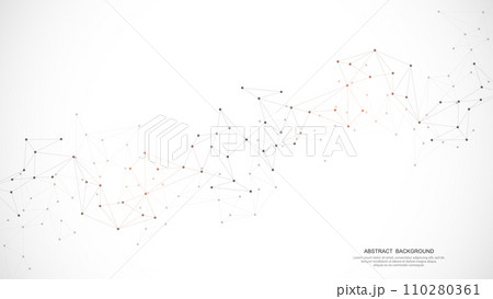 Abstract background and geometric pattern with connecting the dots and lines. Networking concept, internet connection and global communication. Vector illustration 110280361