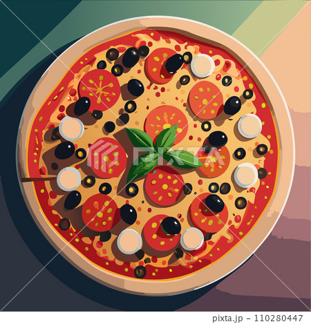 Pizza. Homemade pizza. Delicious pizza. Freshly made Italian margherita pizza with buffalo mozzarella and basil. Pizza with cheese, tomato sauce. Wood oven. World Pizza Day. February 9. 2024. 110280447