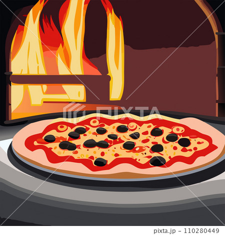 Pizza. Homemade pizza. Delicious pizza. Freshly made Italian margherita pizza with buffalo mozzarella and basil. Pizza with cheese, tomato sauce. Wood oven. World Pizza Day. February 9. 2024. 110280449