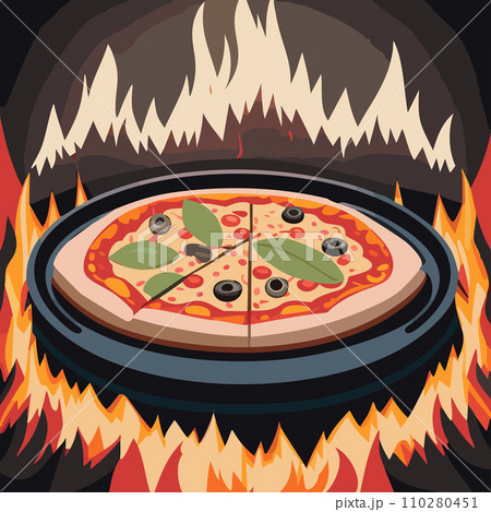 Pizza. Homemade pizza. Delicious pizza. Freshly made Italian margherita pizza with buffalo mozzarella and basil. Pizza with cheese, tomato sauce. Wood oven. World Pizza Day. February 9. 2024. 110280451