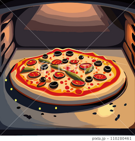 Pizza. Homemade pizza. Delicious pizza. Freshly made Italian margherita pizza with buffalo mozzarella and basil. Pizza with cheese, tomato sauce. Wood oven. World Pizza Day. February 9. 2024. 110280461