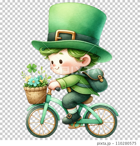 Boy wears green outfit for celebrate St. Patrick's day Boy wears green outfit for celebrate St. Patrick's day 110280575