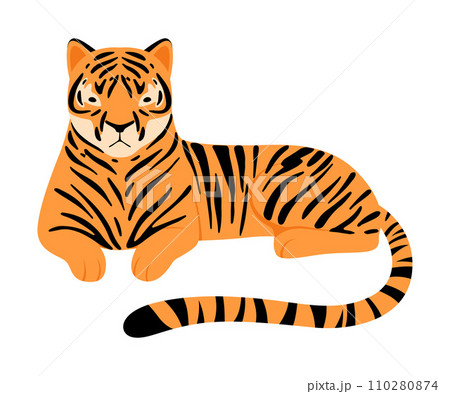 Striped tiger. Vector illustration on a white background. 110280874