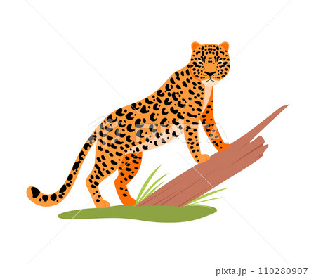 Leopard next to a tree. Vector illustration onのイラスト Leopard next to a tree. Vector illustration onのイラスト