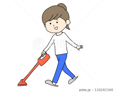 掃除機をかける女性のイラスト 110281160