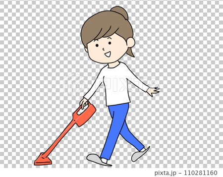 掃除機をかける女性のイラスト 110281160