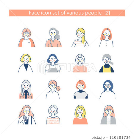 若い女性　アイコンセット　上半身　21 110281734