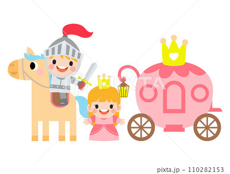 Fantasy knight princess and dragon . prince on horseback holding sword fights with dragon. Fantasy knight princess and dragon . prince on horseback holding sword fights with dragon. 110282153