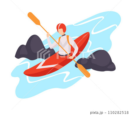 Vector illustration of a character in canoe isolated on a white background. 110282518