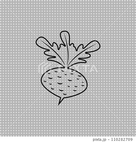 Beet with leaves. Transparent illustration and linear outline. Vector icon and clipart. Beet with leaves. Transparent illustration and linear outline. Vector icon and clipart. 110282709