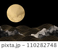 Japanese Pattern of Gold Moon and Rough Wave 月と荒波 110282748