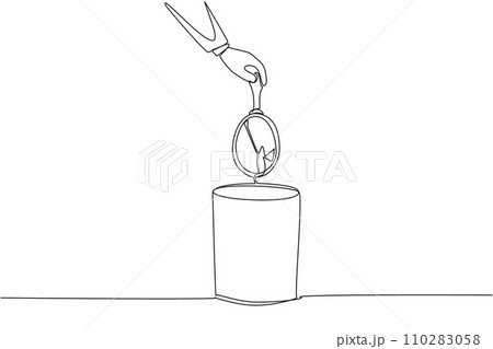 Single continuous line drawing businessman's hand throwing away a broken mirror. Reflection of life. Used to look back so that the present can be better. Shattered. One line design vector illustration 110283058