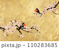 Sakura and Birds of Vintage Japanese Gold Paint 110283685