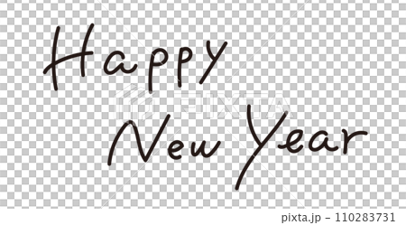 「新年快樂」手寫文字新年賀卡文字素材 110283731