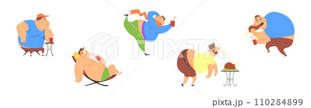 Funny Man Character with Fat Belly Engaged in Different Activity Vector Set Funny Man Character with Fat Belly Engaged in Different Activity Vector Set 110284899