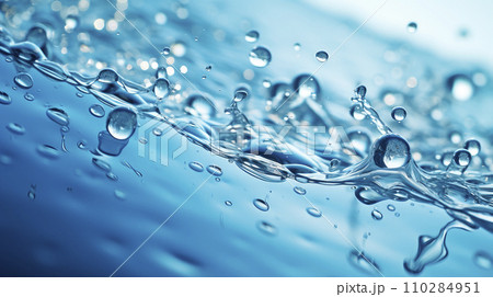Close-up of clean blue water with a bubbles 110284951