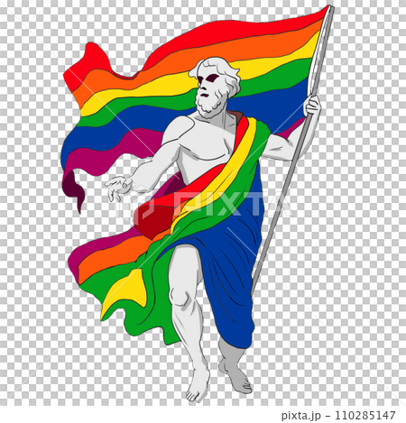 Ancient Greek philosopher holding an LGBT flag 110285147