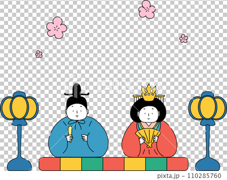 手描きのかわいいお雛様 110285760
