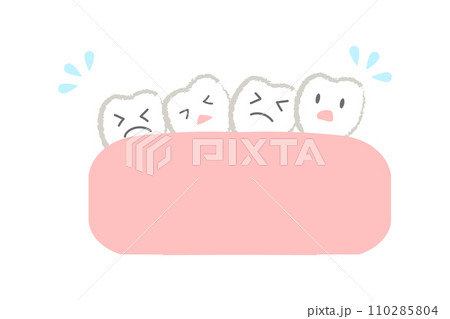 歯並びが悪い 歯列矯正 歯のキャラクターイラスト 主線あり 歯並びが悪い 歯列矯正 歯のキャラクターイラスト 主線あり 110285804