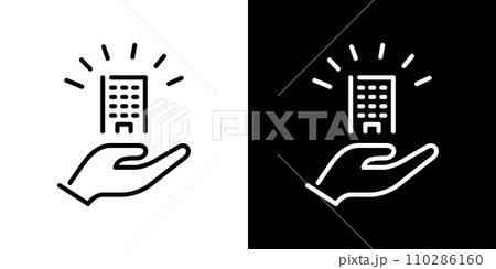 ビルを手に持つアイコン 110286160