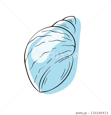 Seashell clipart in line art with blue color. Silhouette of summer undersea shell for seafood market, restaurant, shop, logo. Vector illustration isolated on a white background. Seashell clipart in line art with blue color. Silhouette of summer undersea shell for seafood market, restaurant, shop, logo. Vector illustration isolated on a white background. 110286413