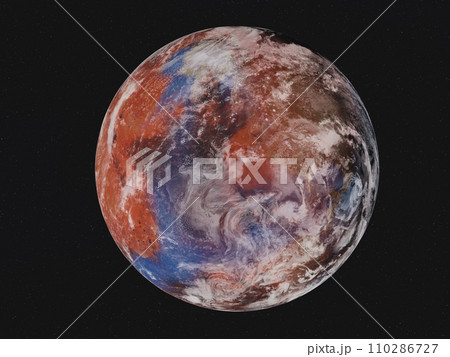 Planet Earth of solar system with red spots of drought Planet Earth of solar system with red spots of drought 110286727