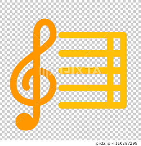 音楽、ト音記号、楽譜を表すカラースタイルのアイコン 110287299