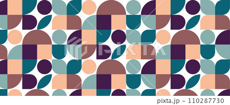Geometric pattern vector background with Scandinavian abstract color or Swiss geometry prints of rectangles, squares and circles shape design 110287730