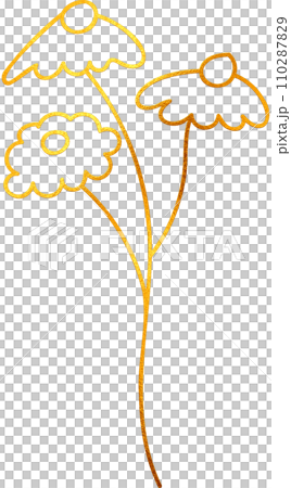 Golden Bloom - A Digital Painting of Floral Doodle Art Piece. 110287829