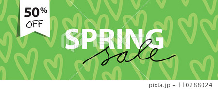 Green banner - spring sale discount banner 110288024