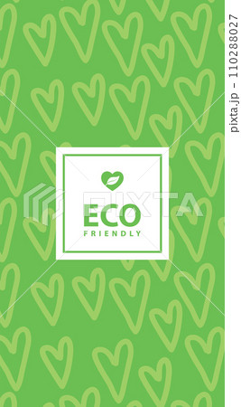 Green  background with eco friendly label, heart pattern 110288027