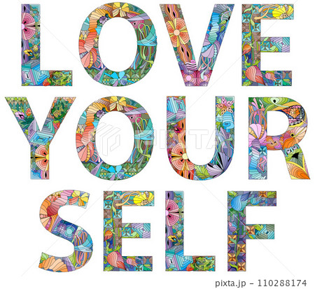 LOVE YOURSELF vector illustration isolated on a white background. 110288174