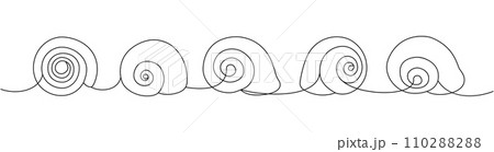 Underwater shells set. Sea shells, mollusks, scallop, pearls. Tropical underwater shells continuous one line illustration. Underwater shells set. Sea shells, mollusks, scallop, pearls. Tropical underwater shells continuous one line illustration. 110288288