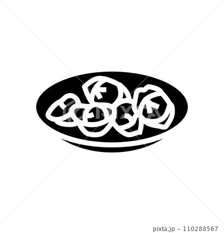 fried wontons chinese cuisine glyph icon vector illustration 110288567