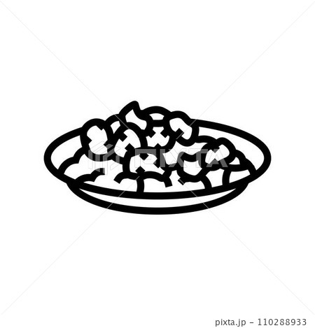 sesame chicken chinese cuisine line icon vector illustration 110288933