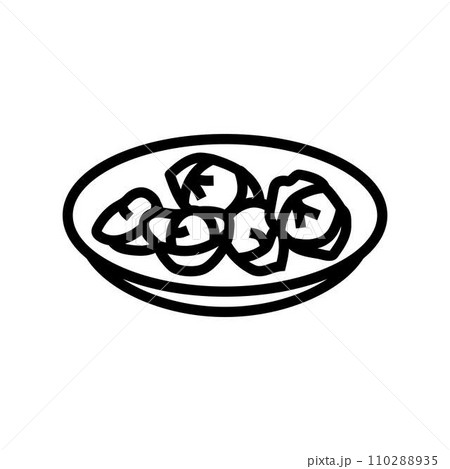 fried wontons chinese cuisine line icon vector illustration 110288935