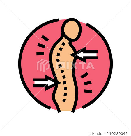 stooped posture osteoporosis symptom color icon vector illustration 110289045