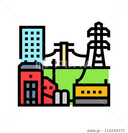power grid biomass color icon vector illustration power grid biomass color icon vector illustration 110289375