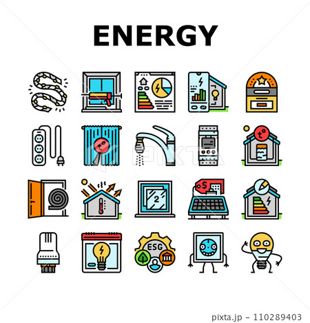 energy conservation green save icons set vector energy conservation green save icons set vector 110289403