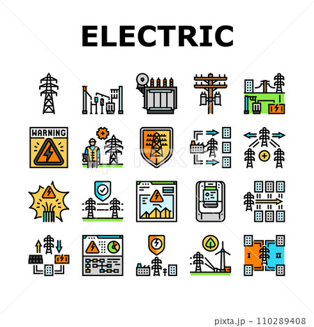 electric grid energy power icons set vector electric grid energy power icons set vector 110289408