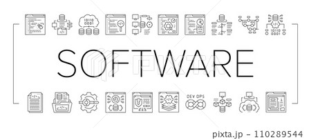 software engineer computer code icons set vectorのイラスト素材 [110289544] - PIXTA