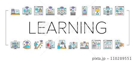 online learning platform web icons set vector 110289551
