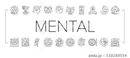 mental health people care mind icons set vector 110289554